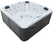 СПА-басейн Aquajoy Riviera (200х200х90 см), сріблясто-білий мармур, з динаміками та LED-підсвічуванням