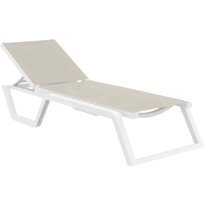 Шезлонг Aquajoy Rio PRO, білий із сіро-коричневим